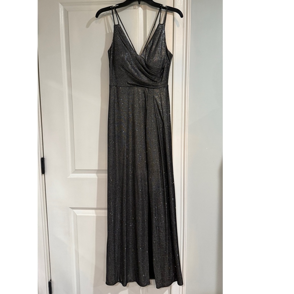 Morgan & Co. Black Pleated Maxi Dress Spaghetti Strap